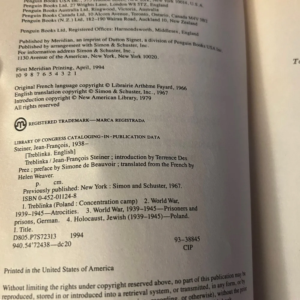 Book Treblinka by Jean-Francois Steiner Judaism History WWII - Picture 4 of 4